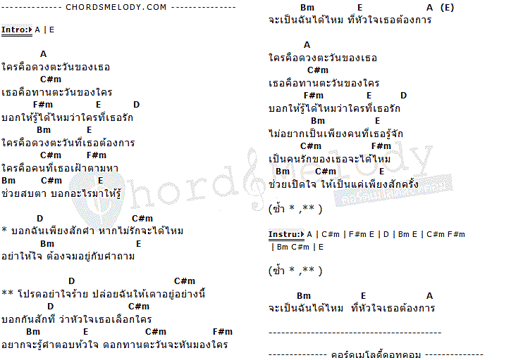 คอร์ดเพลง เนื้อเพลง ใครคือดวงตะวันของเธอ, คอร์ดเพลง ใครคือดวงตะวันของเธอ ของ เต็น ธีรภัค, คอร์ดเพลงของ เต็น ธีรภัค, เนื้อร้อง ใครคือดวงตะวันของเธอ เต็น ธีรภัค, ใครคือดวงตะวันของเธอ คอร์ดง่าย ๆ, คอร์ด ใครคือดวงตะวันของเธอ ต้นฉบับ