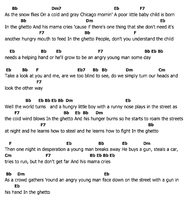 คอร์ดเพลง เนื้อเพลง In The Ghetto, คอร์ดเพลง In The Ghetto ของ Elvis presley, คอร์ดเพลงของ Elvis presley, เนื้อร้อง In The Ghetto Elvis presley, In The Ghetto คอร์ดง่าย ๆ, คอร์ด In The Ghetto ต้นฉบับ