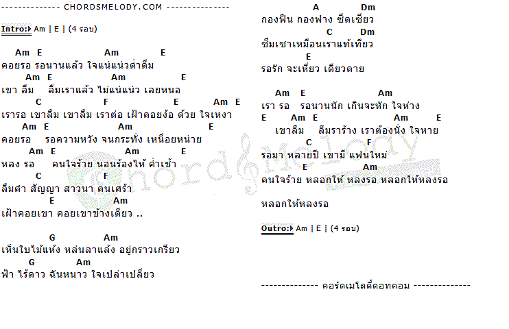 คอร์ดเพลง เนื้อเพลง เรารอเขาลืม, คอร์ดเพลง เรารอเขาลืม ของ ไข่มุก รุ่งรัตน์, คอร์ดเพลงของ ไข่มุก รุ่งรัตน์, เนื้อร้อง เรารอเขาลืม ไข่มุก รุ่งรัตน์, เรารอเขาลืม คอร์ดง่าย ๆ, คอร์ด เรารอเขาลืม ต้นฉบับ