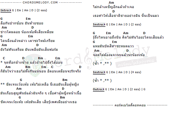 คอร์ดเพลง เนื้อเพลง เสือผู้หญิง, คอร์ดเพลง เสือผู้หญิง ของ ไอ-แจ็ค, คอร์ดเพลงของ ไอ-แจ็ค, เนื้อร้อง เสือผู้หญิง ไอ-แจ็ค, เสือผู้หญิง คอร์ดง่าย ๆ, คอร์ด เสือผู้หญิง ต้นฉบับ