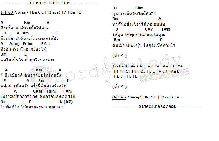 คอร์ดเพลง เนื้อเพลง หุ่นกระบอก, คอร์ดเพลง หุ่นกระบอก ของ วงตาวัน, คอร์ดเพลงของ วงตาวัน, เนื้อร้อง หุ่นกระบอก วงตาวัน, หุ่นกระบอก คอร์ดง่าย ๆ, คอร์ด หุ่นกระบอก ต้นฉบับ