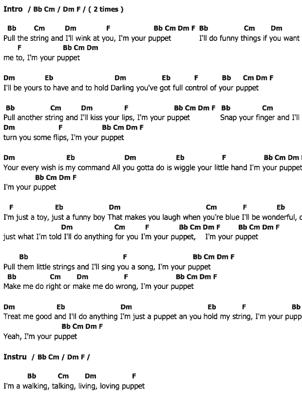 คอร์ดเพลง เนื้อเพลง I'm Your Puppet, คอร์ดเพลง I'm Your Puppet ของ Jame Bobby Purify, คอร์ดเพลงของ Jame Bobby Purify, เนื้อร้อง I'm Your Puppet Jame Bobby Purify, I'm Your Puppet คอร์ดง่าย ๆ, คอร์ด I'm Your Puppet ต้นฉบับ