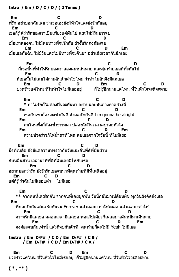 คอร์ดเพลง เนื้อเพลง ไม่มีเธอ, คอร์ดเพลง ไม่มีเธอ ของ Oh Yeah, คอร์ดเพลงของ Oh Yeah, เนื้อร้อง ไม่มีเธอ Oh Yeah, ไม่มีเธอ คอร์ดง่าย ๆ, คอร์ด ไม่มีเธอ ต้นฉบับ