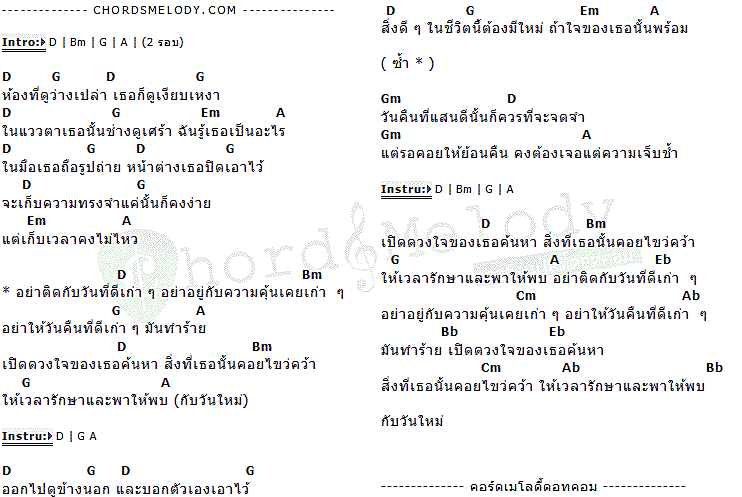 คอร์ดเพลง เนื้อเพลง วันใหม่, คอร์ดเพลง วันใหม่ ของ รัดเกล้า อามระดิษ, คอร์ดเพลงของ รัดเกล้า อามระดิษ, เนื้อร้อง วันใหม่ รัดเกล้า อามระดิษ, วันใหม่ คอร์ดง่าย ๆ, คอร์ด วันใหม่ ต้นฉบับ
