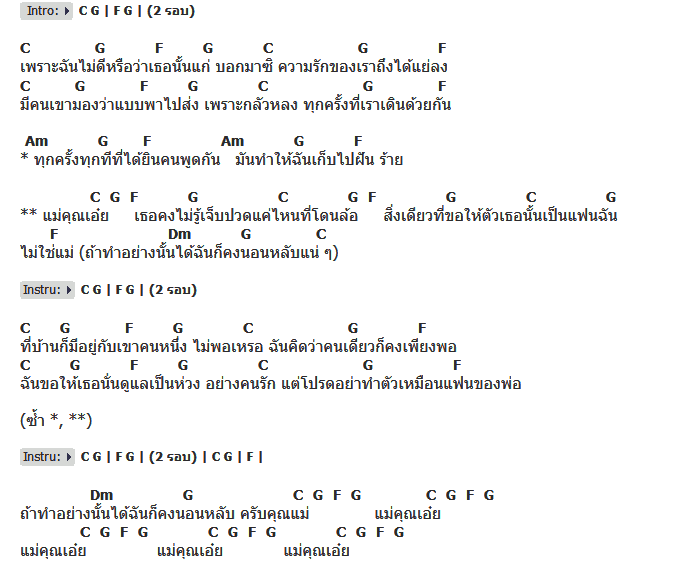 คอร์ดเพลง เนื้อเพลง แม่คุณเอ๋ย, คอร์ดเพลง แม่คุณเอ๋ย ของ Joey Boy, คอร์ดเพลงของ Joey Boy, เนื้อร้อง แม่คุณเอ๋ย Joey Boy, แม่คุณเอ๋ย คอร์ดง่าย ๆ, คอร์ด แม่คุณเอ๋ย ต้นฉบับ
