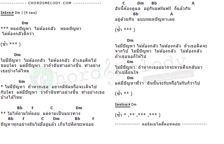 คอร์ดเพลง เนื้อเพลง ไม่มีปัญหา, คอร์ดเพลง ไม่มีปัญหา ของ ใหม่ เจริญปุระ, คอร์ดเพลงของ ใหม่ เจริญปุระ, เนื้อร้อง ไม่มีปัญหา ใหม่ เจริญปุระ, ไม่มีปัญหา คอร์ดง่าย ๆ, คอร์ด ไม่มีปัญหา ต้นฉบับ