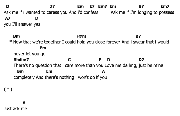 คอร์ดเพลง เนื้อเพลง Ask Me, คอร์ดเพลง Ask Me ของ Elvis presley, คอร์ดเพลงของ Elvis presley, เนื้อร้อง Ask Me Elvis presley, Ask Me คอร์ดง่าย ๆ, คอร์ด Ask Me ต้นฉบับ