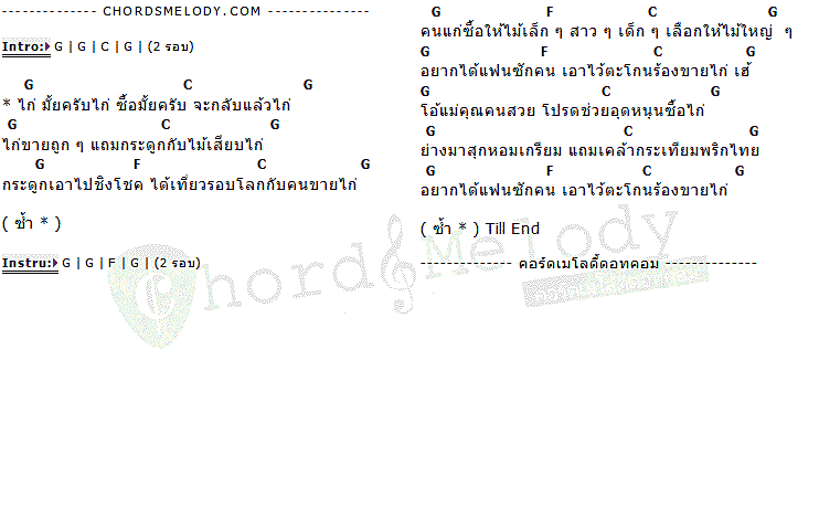 คอร์ดเพลง เนื้อเพลง ไก่ (คนขายไก่), คอร์ดเพลง ไก่ (คนขายไก่) ของ Paradox, คอร์ดเพลงของ Paradox, เนื้อร้อง ไก่ (คนขายไก่) Paradox, ไก่ (คนขายไก่) คอร์ดง่าย ๆ, คอร์ด ไก่ (คนขายไก่) ต้นฉบับ