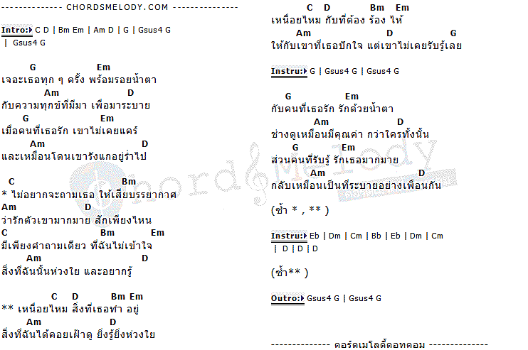 คอร์ดเพลง เนื้อเพลง เหนื่อยไหม, คอร์ดเพลง เหนื่อยไหม ของ Bird ธงไชย, คอร์ดเพลงของ Bird ธงไชย, เนื้อร้อง เหนื่อยไหม Bird ธงไชย, เหนื่อยไหม คอร์ดง่าย ๆ, คอร์ด เหนื่อยไหม ต้นฉบับ