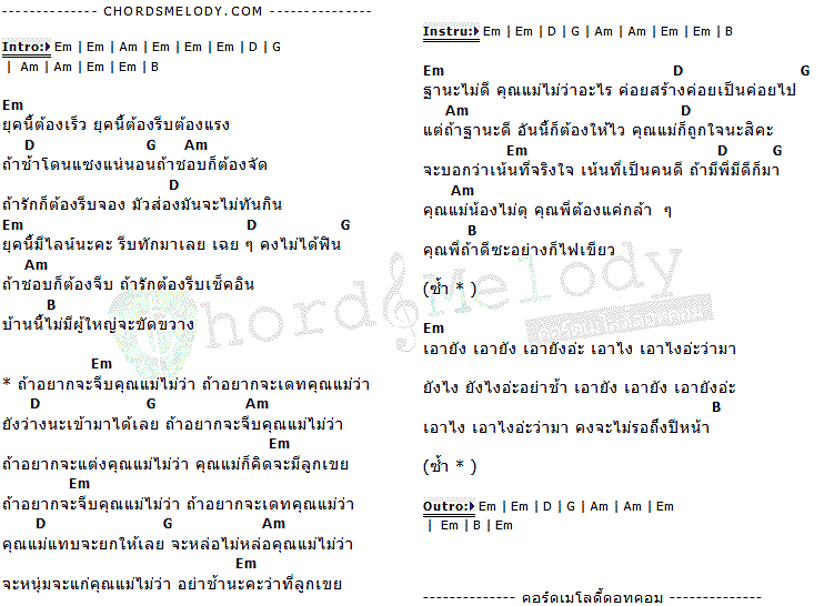 คอร์ดเพลง เนื้อเพลง คุณแม่ไม่ว่า, คอร์ดเพลง คุณแม่ไม่ว่า ของ เมญ่า นนธวรรณ, คอร์ดเพลงของ เมญ่า นนธวรรณ, เนื้อร้อง คุณแม่ไม่ว่า เมญ่า นนธวรรณ, คุณแม่ไม่ว่า คอร์ดง่าย ๆ, คอร์ด คุณแม่ไม่ว่า ต้นฉบับ