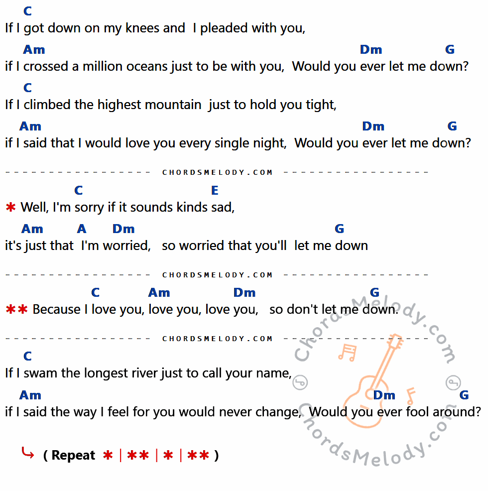 เนื้อเพลง Because I Love You ของ Shakin Stevens ที่มีคอร์ด ในกลุ่มคีย์ C,Am,Dm,G,E,A ประกอบ