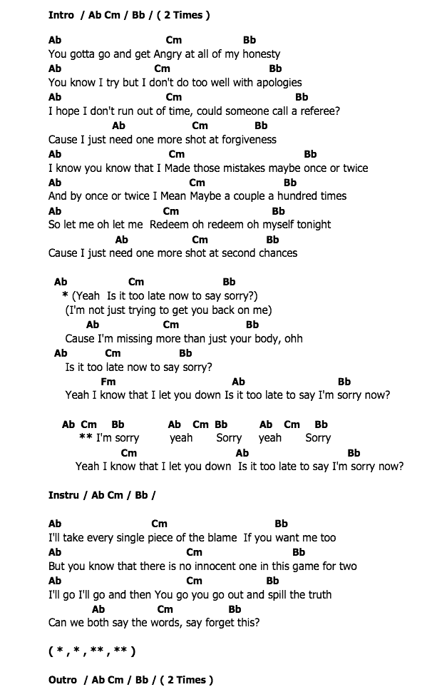 คอร์ดเพลง เนื้อเพลง Sorry, คอร์ดเพลง Sorry ของ JUSTIN BIEBER, คอร์ดเพลงของ JUSTIN BIEBER, เนื้อร้อง Sorry JUSTIN BIEBER, Sorry คอร์ดง่าย ๆ, คอร์ด Sorry ต้นฉบับ