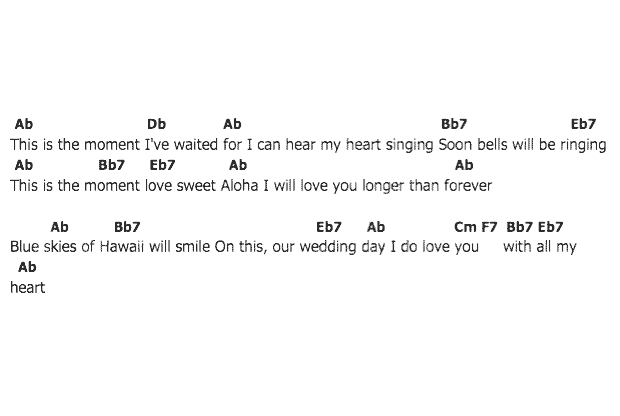 คอร์ดเพลง เนื้อเพลง The Hawaiian Wedding Song, คอร์ดเพลง The Hawaiian Wedding Song ของ Holfman Meaning, คอร์ดเพลงของ Holfman Meaning, เนื้อร้อง The Hawaiian Wedding Song Holfman Meaning, The Hawaiian Wedding Song คอร์ดง่าย ๆ, คอร์ด The Hawaiian Wedding Song ต้นฉบับ