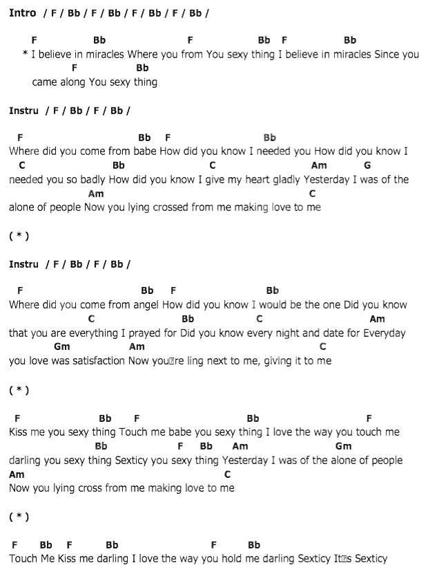 คอร์ดเพลง เนื้อเพลง You Sexy Thing, คอร์ดเพลง You Sexy Thing ของ Hot Chocolate, คอร์ดเพลงของ Hot Chocolate, เนื้อร้อง You Sexy Thing Hot Chocolate, You Sexy Thing คอร์ดง่าย ๆ, คอร์ด You Sexy Thing ต้นฉบับ
