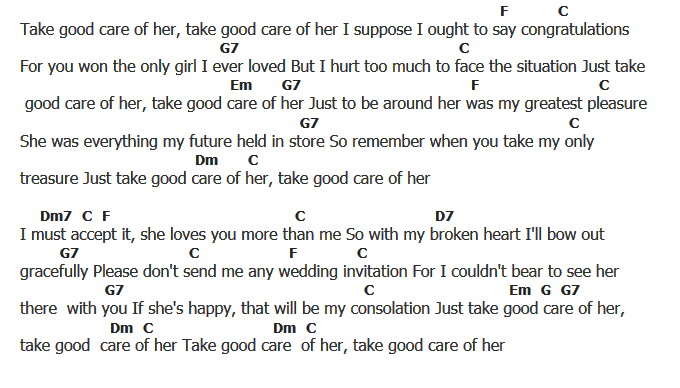 คอร์ดเพลง เนื้อเพลง Take Good Care Of Her, คอร์ดเพลง Take Good Care Of Her ของ Elvis presley, คอร์ดเพลงของ Elvis presley, เนื้อร้อง Take Good Care Of Her Elvis presley, Take Good Care Of Her คอร์ดง่าย ๆ, คอร์ด Take Good Care Of Her ต้นฉบับ