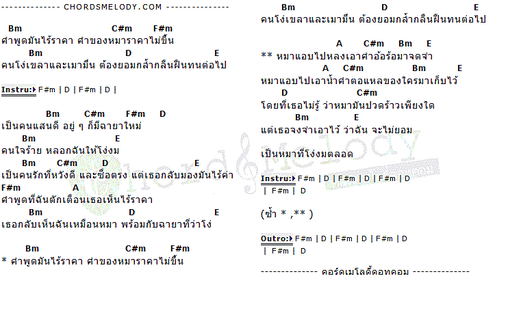 คอร์ดเพลง เนื้อเพลง คำพูดหมา, คอร์ดเพลง คำพูดหมา ของ วงแทมมะริน, คอร์ดเพลงของ วงแทมมะริน, เนื้อร้อง คำพูดหมา วงแทมมะริน, คำพูดหมา คอร์ดง่าย ๆ, คอร์ด คำพูดหมา ต้นฉบับ