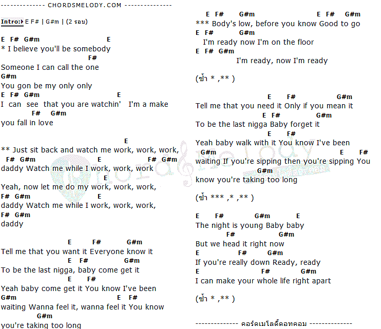 คอร์ดเพลง เนื้อเพลง Watch Me Work, คอร์ดเพลง Watch Me Work ของ Tinashe, คอร์ดเพลงของ Tinashe, เนื้อร้อง Watch Me Work Tinashe, Watch Me Work คอร์ดง่าย ๆ, คอร์ด Watch Me Work ต้นฉบับ