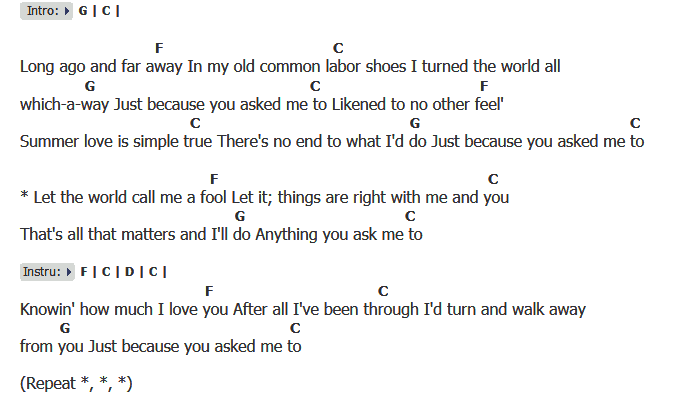 คอร์ดเพลง เนื้อเพลง You Asked Me To, คอร์ดเพลง You Asked Me To ของ Elvis presley, คอร์ดเพลงของ Elvis presley, เนื้อร้อง You Asked Me To Elvis presley, You Asked Me To คอร์ดง่าย ๆ, คอร์ด You Asked Me To ต้นฉบับ