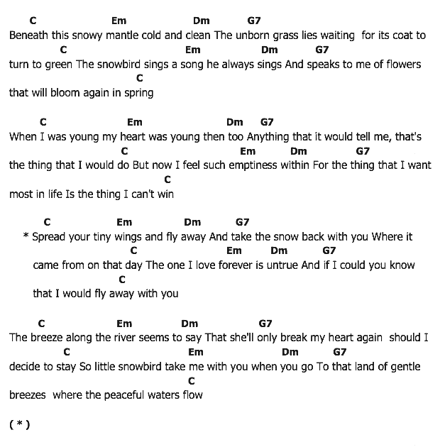 คอร์ดเพลง เนื้อเพลง Snowbird, คอร์ดเพลง Snowbird ของ Elvis Presley, คอร์ดเพลงของ Elvis Presley, เนื้อร้อง Snowbird Elvis Presley, Snowbird คอร์ดง่าย ๆ, คอร์ด Snowbird ต้นฉบับ