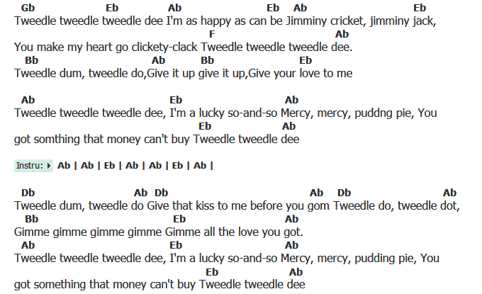 คอร์ดเพลง เนื้อเพลง Tweedle Dee, คอร์ดเพลง Tweedle Dee ของ Elvis presley, คอร์ดเพลงของ Elvis presley, เนื้อร้อง Tweedle Dee Elvis presley, Tweedle Dee คอร์ดง่าย ๆ, คอร์ด Tweedle Dee ต้นฉบับ