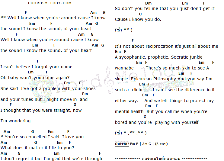 คอร์ดเพลง เนื้อเพลง The Sound, คอร์ดเพลง The Sound ของ The 1975, คอร์ดเพลงของ The 1975, เนื้อร้อง The Sound The 1975, The Sound คอร์ดง่าย ๆ, คอร์ด The Sound ต้นฉบับ