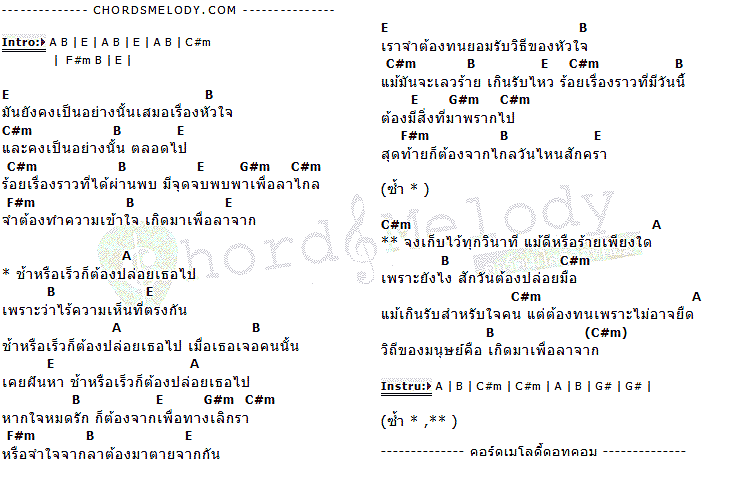 คอร์ดเพลง เนื้อเพลง รอวันจากลา, คอร์ดเพลง รอวันจากลา ของ สาลิกา, คอร์ดเพลงของ สาลิกา, เนื้อร้อง รอวันจากลา สาลิกา, รอวันจากลา คอร์ดง่าย ๆ, คอร์ด รอวันจากลา ต้นฉบับ