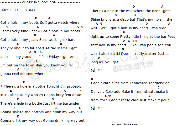 คอร์ดเพลง เนื้อเพลง Hole In A Bottle, คอร์ดเพลง Hole In A Bottle ของ Canaan Smith, คอร์ดเพลงของ Canaan Smith, เนื้อร้อง Hole In A Bottle Canaan Smith, Hole In A Bottle คอร์ดง่าย ๆ, คอร์ด Hole In A Bottle ต้นฉบับ