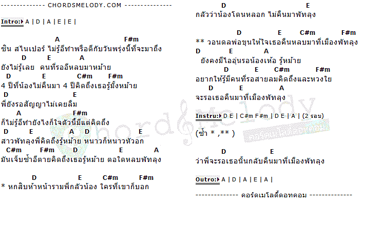 คอร์ดเพลง เนื้อเพลง สัญญาพัทลุง, คอร์ดเพลง สัญญาพัทลุง ของ ซินสไนเปอร์, คอร์ดเพลงของ ซินสไนเปอร์, เนื้อร้อง สัญญาพัทลุง ซินสไนเปอร์, สัญญาพัทลุง คอร์ดง่าย ๆ, คอร์ด สัญญาพัทลุง ต้นฉบับ
