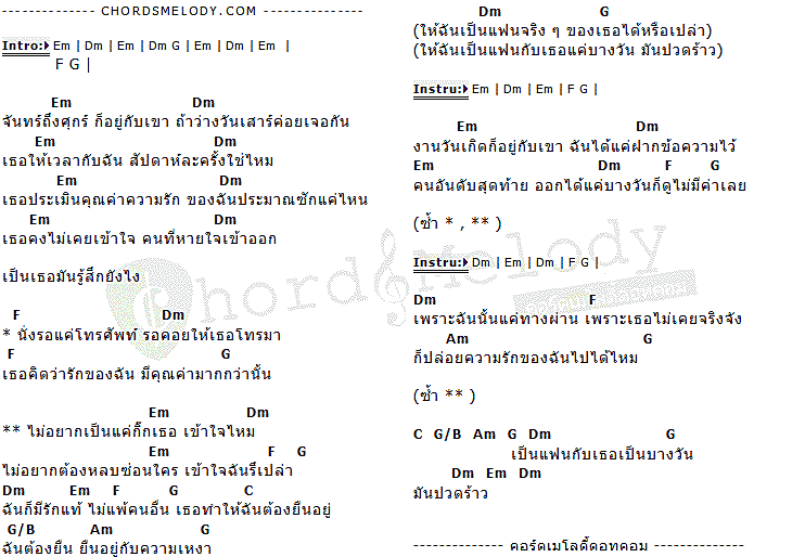 คอร์ดเพลง เนื้อเพลง ไม่อยากเป็นแค่กิ๊ก, คอร์ดเพลง ไม่อยากเป็นแค่กิ๊ก ของ เม จีระนันท์ กิจประสาน, คอร์ดเพลงของ เม จีระนันท์ กิจประสาน, เนื้อร้อง ไม่อยากเป็นแค่กิ๊ก เม จีระนันท์ กิจประสาน, ไม่อยากเป็นแค่กิ๊ก คอร์ดง่าย ๆ, คอร์ด ไม่อยากเป็นแค่กิ๊ก ต้นฉบับ