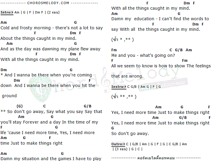 คอร์ดเพลง เนื้อเพลง Don't Go Away, คอร์ดเพลง Don't Go Away ของ Oasis, คอร์ดเพลงของ Oasis, เนื้อร้อง Don't Go Away Oasis, Don't Go Away คอร์ดง่าย ๆ, คอร์ด Don't Go Away ต้นฉบับ