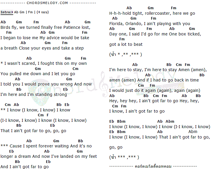 คอร์ดเพลง เนื้อเพลง Ain't Got Far To Go, คอร์ดเพลง Ain't Got Far To Go ของ Jess Glynne, คอร์ดเพลงของ Jess Glynne, เนื้อร้อง Ain't Got Far To Go Jess Glynne, Ain't Got Far To Go คอร์ดง่าย ๆ, คอร์ด Ain't Got Far To Go ต้นฉบับ