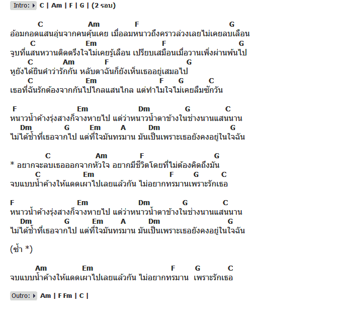 คอร์ดเพลง เนื้อเพลง หนาวน้ำค้าง, คอร์ดเพลง หนาวน้ำค้าง ของ ไม้เมือง, คอร์ดเพลงของ ไม้เมือง, เนื้อร้อง หนาวน้ำค้าง ไม้เมือง, หนาวน้ำค้าง คอร์ดง่าย ๆ, คอร์ด หนาวน้ำค้าง ต้นฉบับ