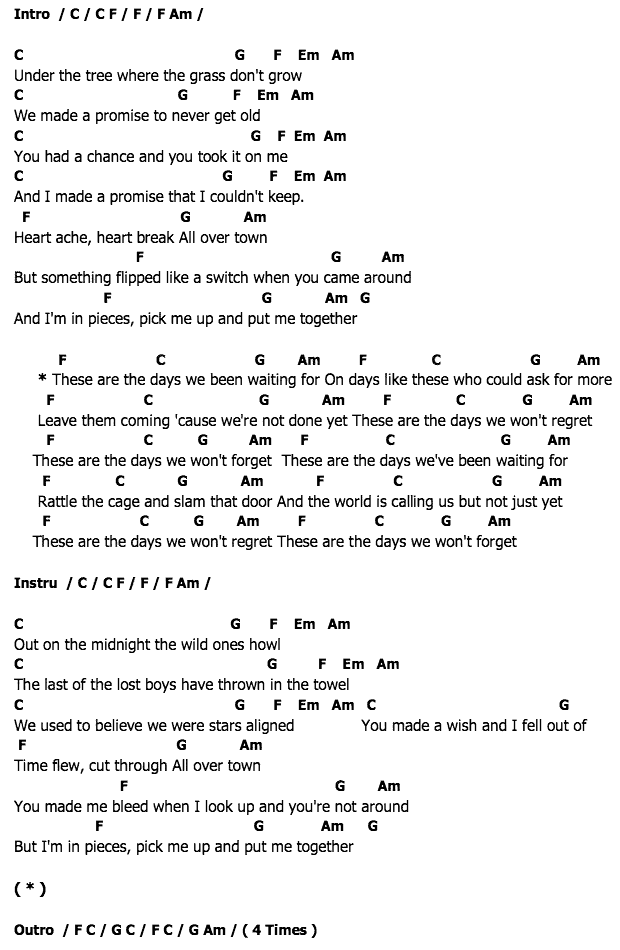 คอร์ดเพลง เนื้อเพลง The Days, คอร์ดเพลง The Days ของ Avicii Feat.Robbies Williams, คอร์ดเพลงของ Avicii Feat.Robbies Williams, เนื้อร้อง The Days Avicii Feat.Robbies Williams, The Days คอร์ดง่าย ๆ, คอร์ด The Days ต้นฉบับ