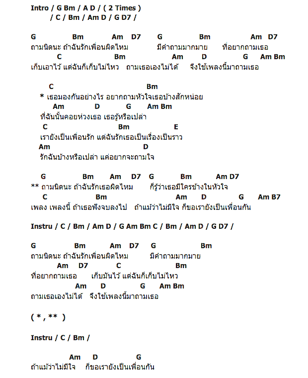 คอร์ดเพลง เนื้อเพลง รักเพื่อนผิดไหม, คอร์ดเพลง รักเพื่อนผิดไหม ของ เวสป้า อาร์สยาม, คอร์ดเพลงของ เวสป้า อาร์สยาม, เนื้อร้อง รักเพื่อนผิดไหม เวสป้า อาร์สยาม, รักเพื่อนผิดไหม คอร์ดง่าย ๆ, คอร์ด รักเพื่อนผิดไหม ต้นฉบับ