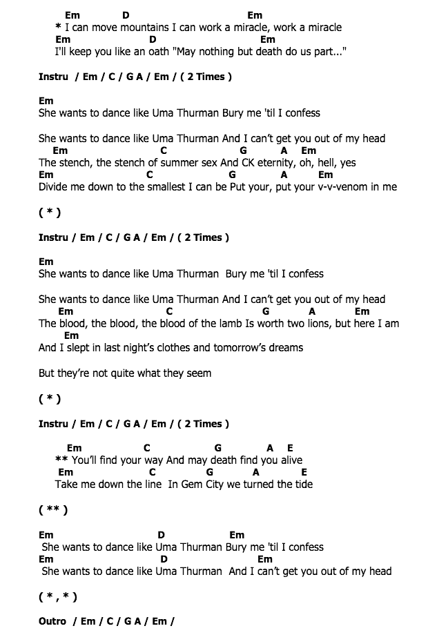 คอร์ดเพลง เนื้อเพลง Uma Thurman, คอร์ดเพลง Uma Thurman ของ Fall Out Boy, คอร์ดเพลงของ Fall Out Boy, เนื้อร้อง Uma Thurman Fall Out Boy, Uma Thurman คอร์ดง่าย ๆ, คอร์ด Uma Thurman ต้นฉบับ