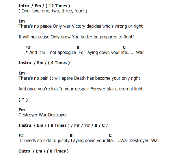 คอร์ดเพลง เนื้อเพลง War, คอร์ดเพลง War ของ Linkin Park, คอร์ดเพลงของ Linkin Park, เนื้อร้อง War Linkin Park, War คอร์ดง่าย ๆ, คอร์ด War ต้นฉบับ