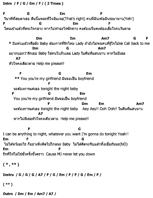 คอร์ดเพลง เนื้อเพลง Tonight, คอร์ดเพลง Tonight ของ MJ(Mark-Jin), คอร์ดเพลงของ MJ(Mark-Jin), เนื้อร้อง Tonight MJ(Mark-Jin), Tonight คอร์ดง่าย ๆ, คอร์ด Tonight ต้นฉบับ