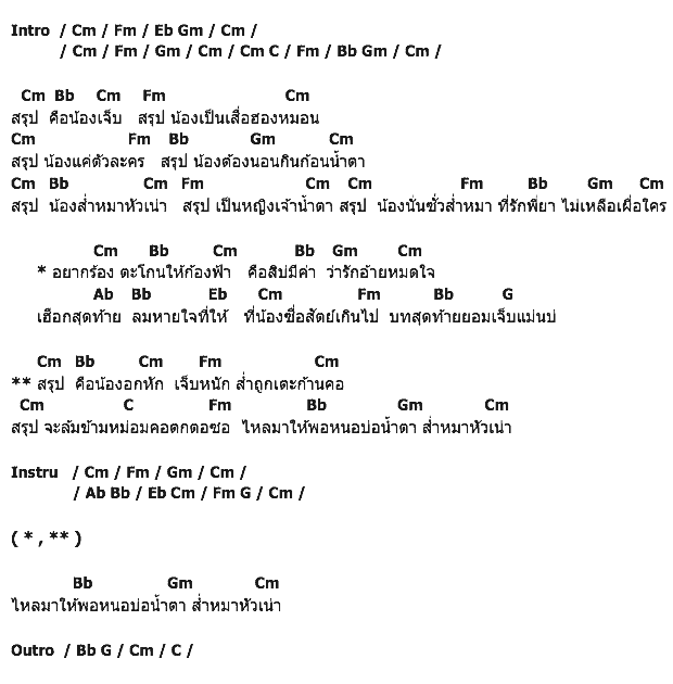 คอร์ดเพลง เนื้อเพลง สรุป, คอร์ดเพลง สรุป ของ สาวแย้ เจติยา, คอร์ดเพลงของ สาวแย้ เจติยา, เนื้อร้อง สรุป สาวแย้ เจติยา, สรุป คอร์ดง่าย ๆ, คอร์ด สรุป ต้นฉบับ
