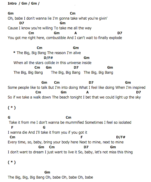 คอร์ดเพลง เนื้อเพลง The Big Bang, คอร์ดเพลง The Big Bang ของ Katy Tiz, คอร์ดเพลงของ Katy Tiz, เนื้อร้อง The Big Bang Katy Tiz, The Big Bang คอร์ดง่าย ๆ, คอร์ด The Big Bang ต้นฉบับ