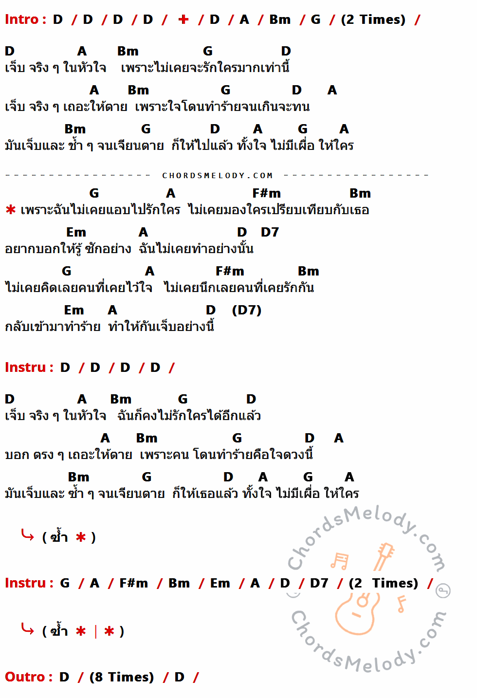 เนื้อเพลง แอบ ของ Xer ที่มีคอร์ด ในกลุ่มคีย์ D,A,Bm,G,F#m,Em,D7 ประกอบ