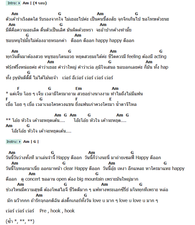 คอร์ดเพลง เนื้อเพลง แฮปปี้ ดีออก, คอร์ดเพลง แฮปปี้ ดีออก ของ เบน ชลาทิศ, คอร์ดเพลงของ เบน ชลาทิศ, เนื้อร้อง แฮปปี้ ดีออก เบน ชลาทิศ, แฮปปี้ ดีออก คอร์ดง่าย ๆ, คอร์ด แฮปปี้ ดีออก ต้นฉบับ