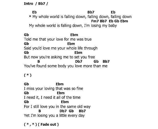 คอร์ดเพลง เนื้อเพลง My Whole World Is Falling Down, คอร์ดเพลง My Whole World Is Falling Down ของ Brenda Lee, คอร์ดเพลงของ Brenda Lee, เนื้อร้อง My Whole World Is Falling Down Brenda Lee, My Whole World Is Falling Down คอร์ดง่าย ๆ, คอร์ด My Whole World Is Falling Down ต้นฉบับ