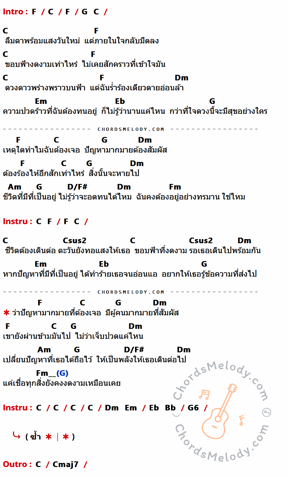 เนื้อเพลง ข้อความจากคนแปลกหน้า ของ ต้น ธนษิต AF8 Feat.กิต The Voice 2 ที่มีคอร์ดกีต้าร์ F,C,G,Dm,Em,Eb,Am,D/F#,Fm,Csus2,Bb,G6,Cmaj7