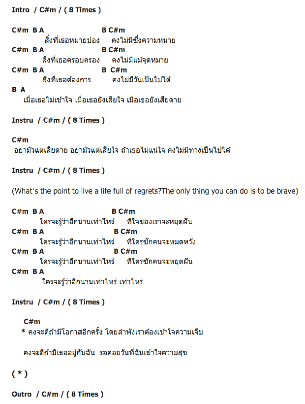 คอร์ดเพลง เนื้อเพลง No regret, คอร์ดเพลง No regret ของ จีน กษิดิศ, คอร์ดเพลงของ จีน กษิดิศ, เนื้อร้อง No regret จีน กษิดิศ, No regret คอร์ดง่าย ๆ, คอร์ด No regret ต้นฉบับ