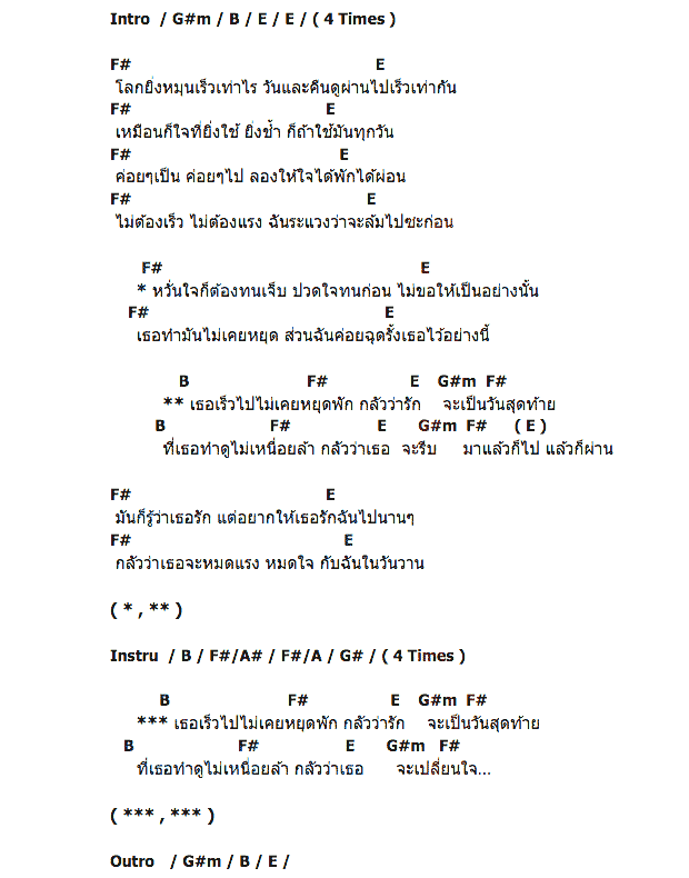 คอร์ดเพลง เนื้อเพลง กลัว, คอร์ดเพลง กลัว ของ Brown Flying, คอร์ดเพลงของ Brown Flying, เนื้อร้อง กลัว Brown Flying, กลัว คอร์ดง่าย ๆ, คอร์ด กลัว ต้นฉบับ