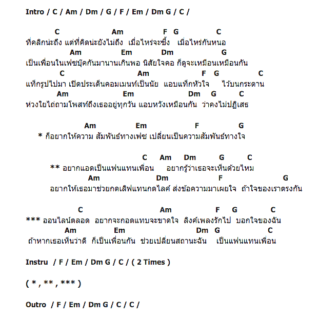 คอร์ดเพลง เนื้อเพลง อยากแอดเป็นแฟนแทนเพื่อน, คอร์ดเพลง อยากแอดเป็นแฟนแทนเพื่อน ของ ไชโย ธนาวัฒน์, คอร์ดเพลงของ ไชโย ธนาวัฒน์, เนื้อร้อง อยากแอดเป็นแฟนแทนเพื่อน ไชโย ธนาวัฒน์, อยากแอดเป็นแฟนแทนเพื่อน คอร์ดง่าย ๆ, คอร์ด อยากแอดเป็นแฟนแทนเพื่อน ต้นฉบับ