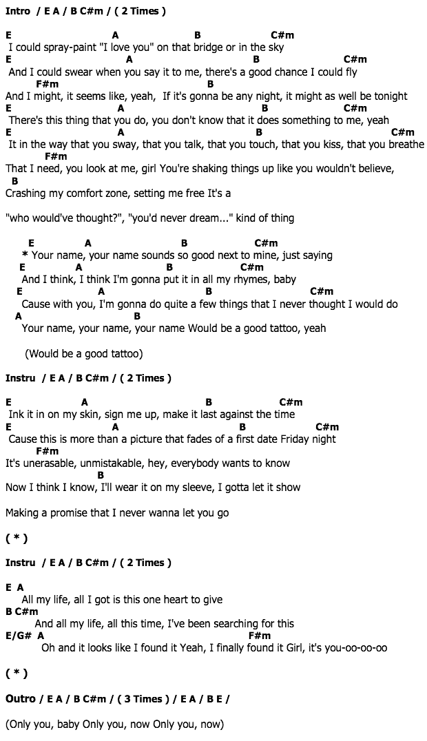 คอร์ดเพลง เนื้อเพลง Tattoo, คอร์ดเพลง Tattoo ของ Hunter Hayes, คอร์ดเพลงของ Hunter Hayes, เนื้อร้อง Tattoo Hunter Hayes, Tattoo คอร์ดง่าย ๆ, คอร์ด Tattoo ต้นฉบับ