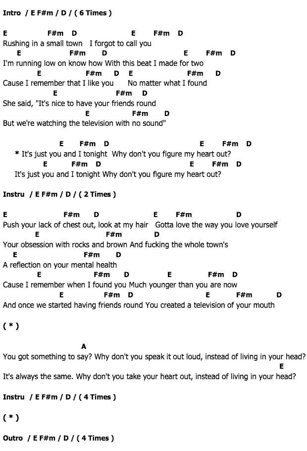 คอร์ดเพลง เนื้อเพลง Heart out, คอร์ดเพลง Heart out ของ The 1975, คอร์ดเพลงของ The 1975, เนื้อร้อง Heart out The 1975, Heart out คอร์ดง่าย ๆ, คอร์ด Heart out ต้นฉบับ