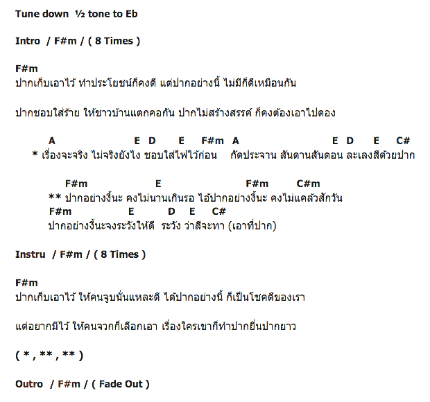 คอร์ดเพลง เนื้อเพลง ปาก, คอร์ดเพลง ปาก ของ พงษ์พัฒน์ วชิรบรรจง, คอร์ดเพลงของ พงษ์พัฒน์ วชิรบรรจง, เนื้อร้อง ปาก พงษ์พัฒน์ วชิรบรรจง, ปาก คอร์ดง่าย ๆ, คอร์ด ปาก ต้นฉบับ