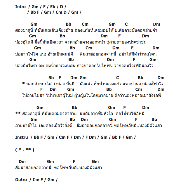 คอร์ดเพลง เนื้อเพลง น้องมีผัวแล้ว, คอร์ดเพลง น้องมีผัวแล้ว ของ ดอกอ้อ ทุ่งทอง, คอร์ดเพลงของ ดอกอ้อ ทุ่งทอง, เนื้อร้อง น้องมีผัวแล้ว ดอกอ้อ ทุ่งทอง, น้องมีผัวแล้ว คอร์ดง่าย ๆ, คอร์ด น้องมีผัวแล้ว ต้นฉบับ